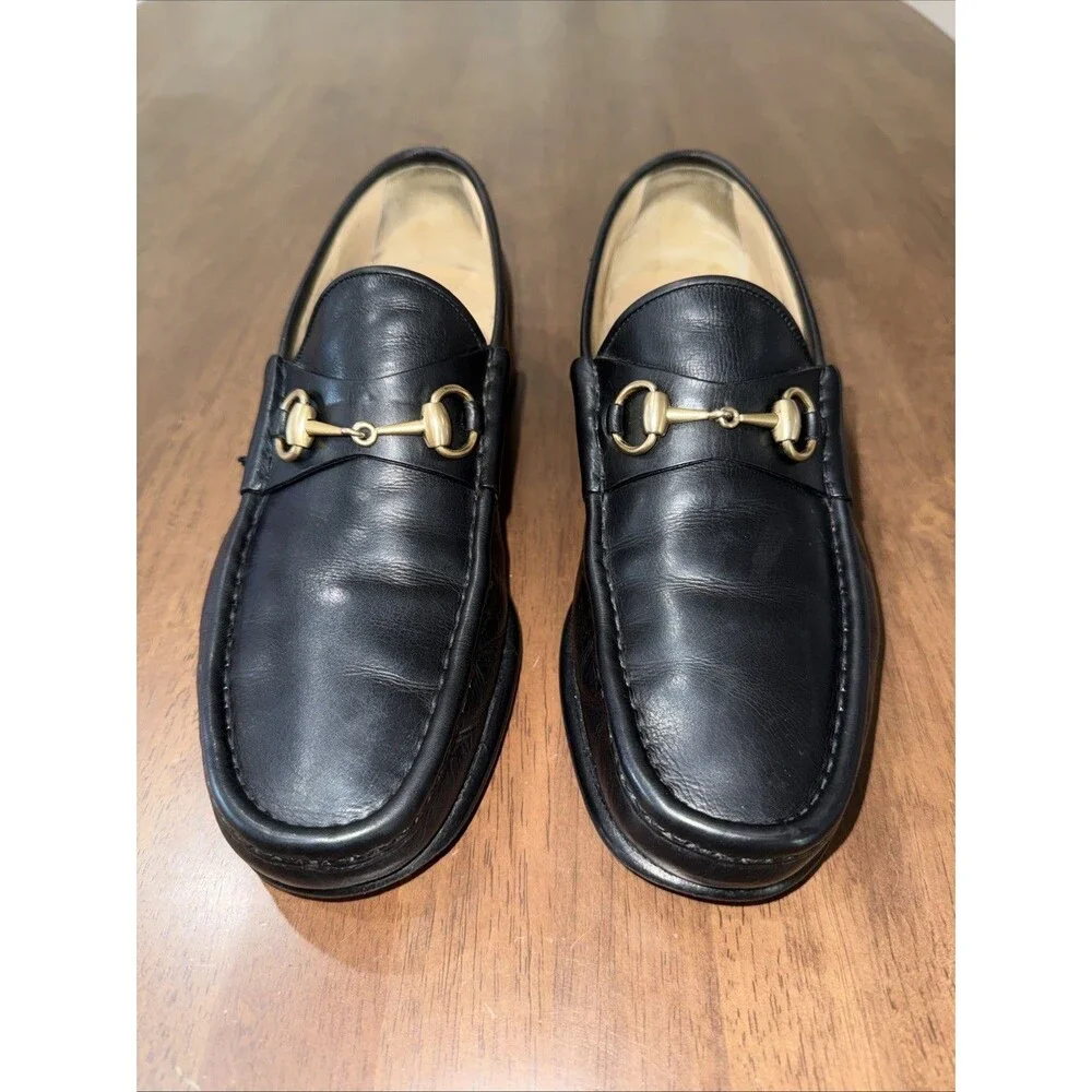 Gucci Horsebit Black Leather Men’s Loafers - 10.5